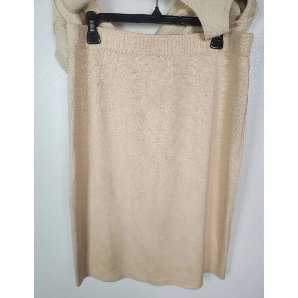 St John Women's Sz. L Ivory 3 Piece Skirt Santana Knit Set